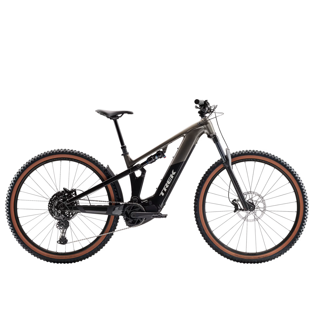 Team Cycles Trek TREK Powerfly FS+ 4 Gen 5 800Wh Electric Full Suspension Mountain Bike in Mercury Dark Web | Interest FREE Finance & Online Refund Policy.