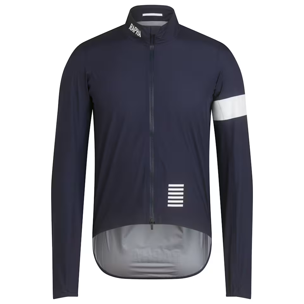Team Cycles Rapha Men's Pro Team GORE-TEX Rain Jacket in Dark Navy and White | Interest FREE Finance & Online Refund Policy.