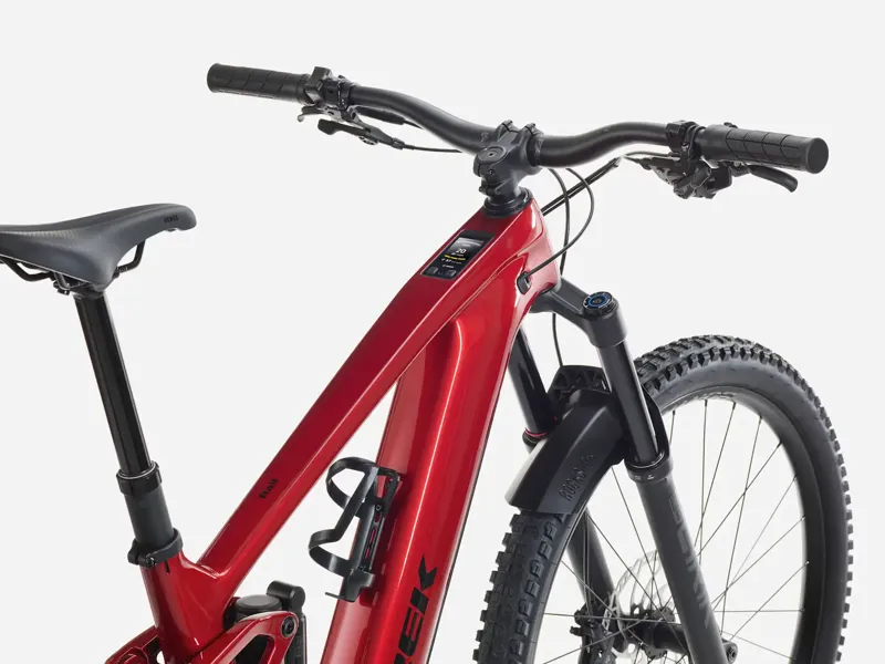 TREK Rail+ 9.7 Gen 5 800Wh Full Suspension Electric Mountain Bike in Fury Red and Dark Star-1
