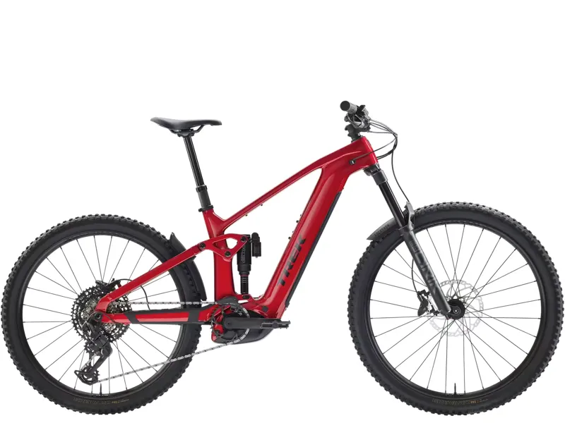 TREK Rail+ 9.7 Gen 5 800Wh Full Suspension Electric Mountain Bike in Fury Red and Dark Star