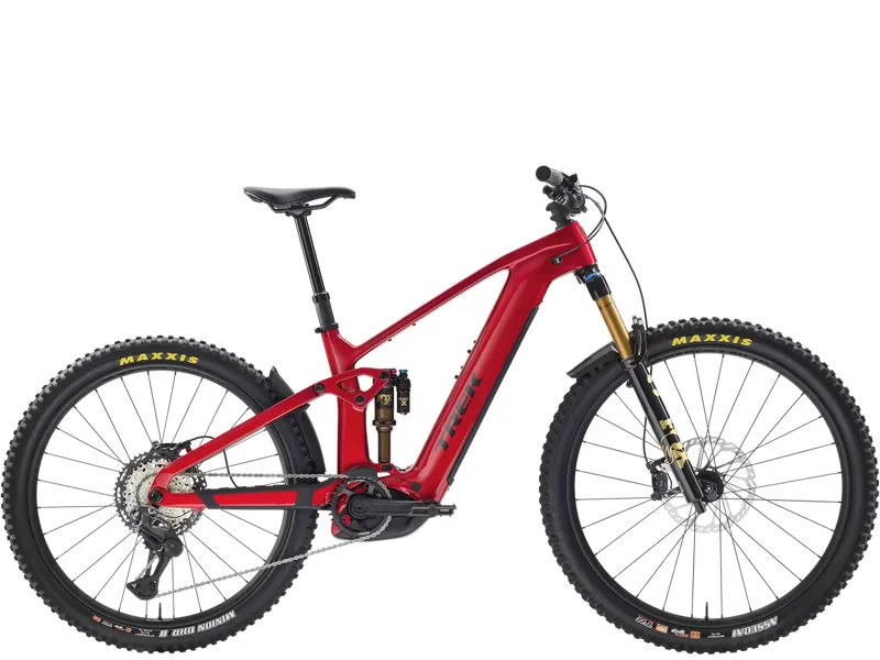 TREK Rail+ 9.8 Gen 5 800Wh Full Suspension Electric Mountain Bike in Fury Red and Dark Star