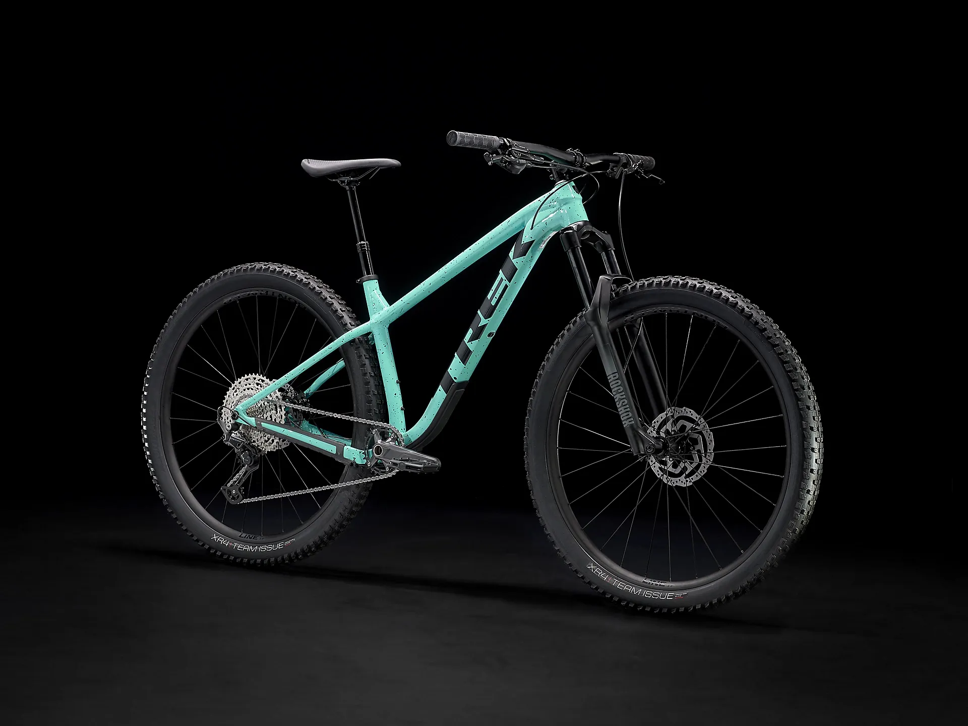 TREK Roscoe Hardtail Mountain Bike in Miami Green and Trek Black