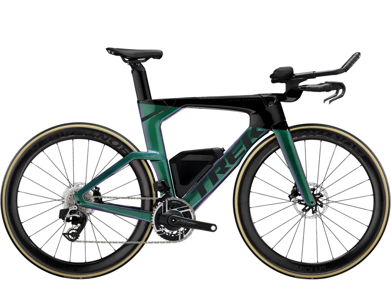 TREK Speed Concept SLR 9 AXS Triathlon Bike in Emerald Iris to Trek Black