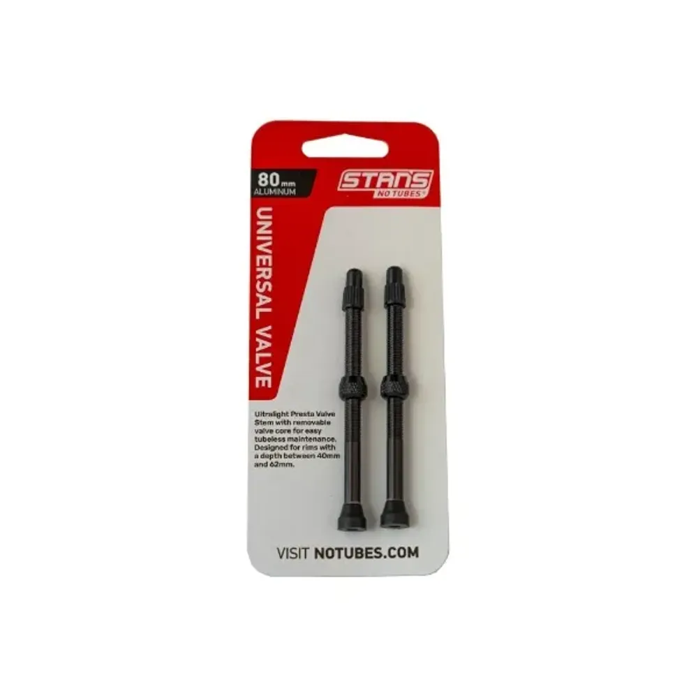 Team Cycles Stan's No Tubes Alloy Presta Valves in Black - 80mm | Interest FREE Finance & Online Refund Policy.
