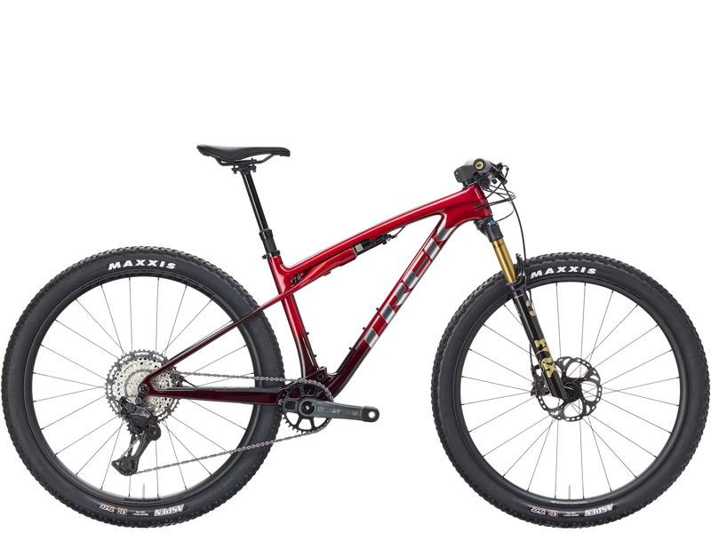 TREK Supercaliber SLR 9.8 XT Di2 Gen 2 Full Suspension Mountain Bike in Red Smoke and Drizzle