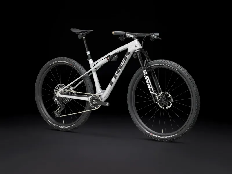 TREK Supercaliber SLR 9.9 Flight Attendant Gen 2 Full Suspension XC Mountain Bike in Argent Drizzle-5