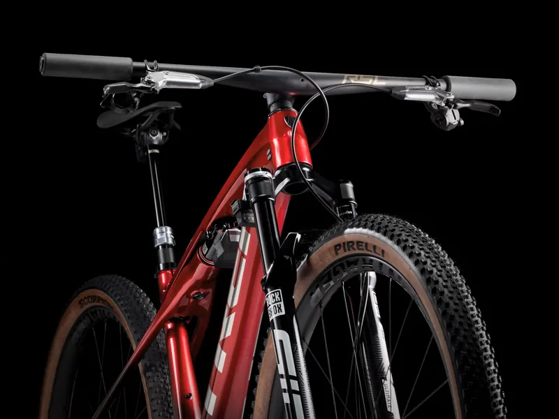 TREK Supercaliber SLR 9.9 Flight Attendant Gen 2 Full Suspension XC Mountain Bike in Red Smoke and Drizzle-2