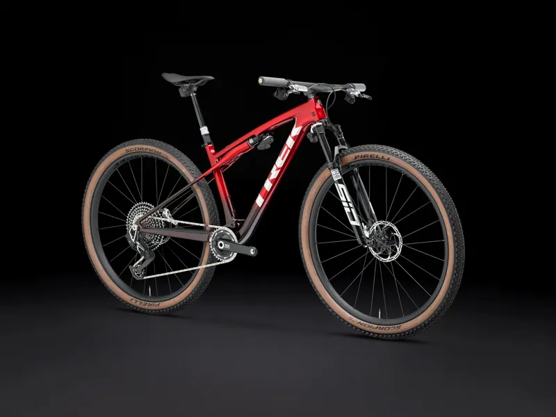 TREK Supercaliber SLR 9.9 Flight Attendant Gen 2 Full Suspension XC Mountain Bike in Red Smoke and Drizzle-5