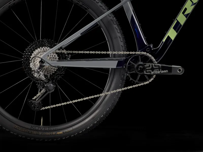 TREK Supercaliber SLR 9.9 XTR Gen 2 Full Suspension XC Mountain Bike in Carbon Smoke Blue Slate and Green-4