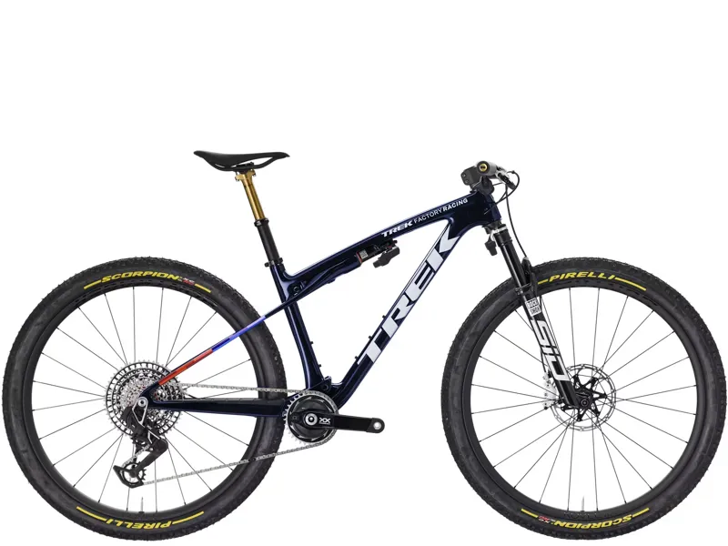 TREK Supercaliber SLR 9.9 XX Flight Attendant Gen 2 Full Suspension Mountain Bike in Navy Smoke