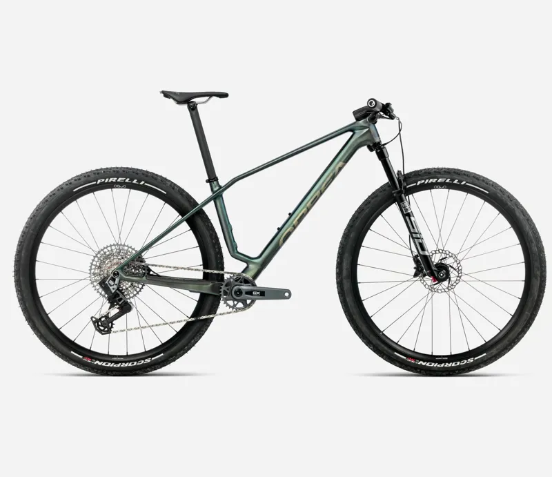 ORBEA Alma M-Pro Hardtail Mountain Bike in Seaweed Carbon View Matt