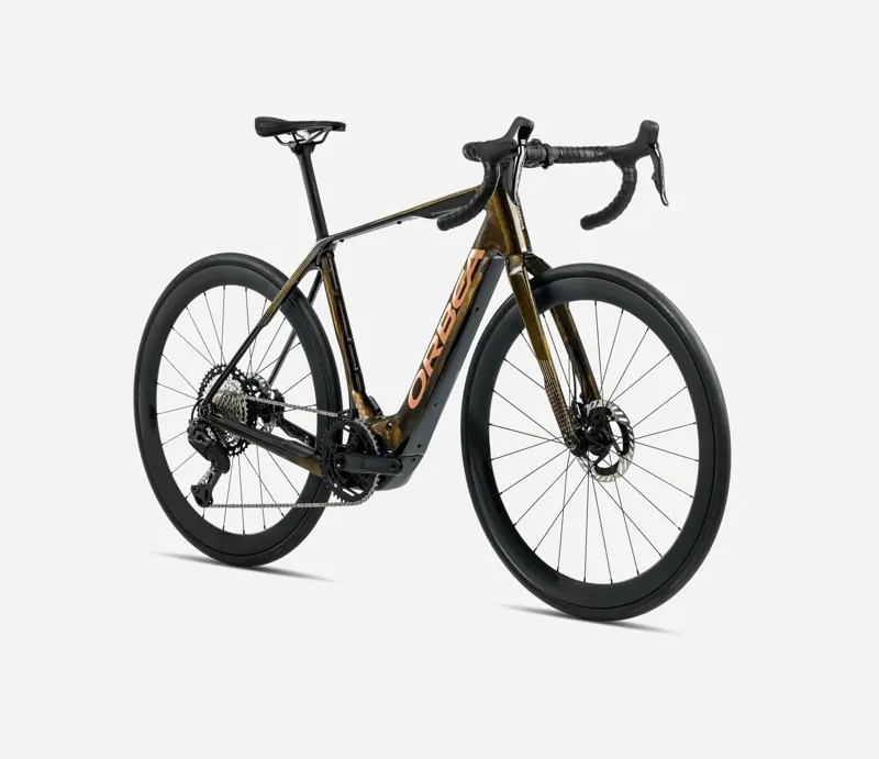 ORBEA Denna M40 420Wh Electric Gravel Bike in Caramel Carbon View and Golden Sand-2