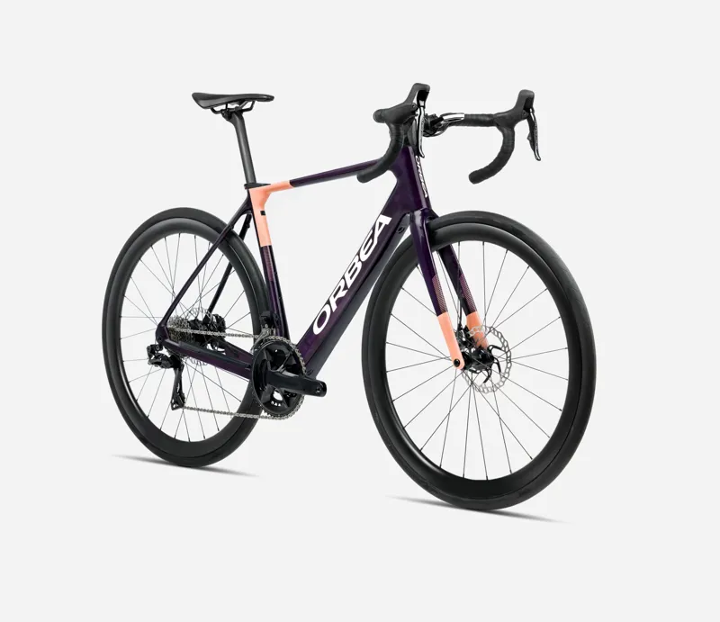 ORBEA Gain M30i 353Wh Electric Road Bike in Fantasy Purple Carbon View and Orange Cloud Matt-2