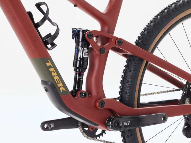 TREK Top Fuel 9.8 Gen 4 Full Suspension Mountain Bike in Matte Sedona Red and Pennyflake-3