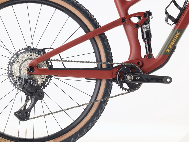 TREK Top Fuel 9.8 Gen 4 Full Suspension Mountain Bike in Matte Sedona Red and Pennyflake-4