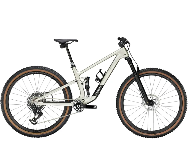 TREK Top Fuel 9.9 XX AXS Gen 4 Full Suspension Mountain Bike in Lunar Silver