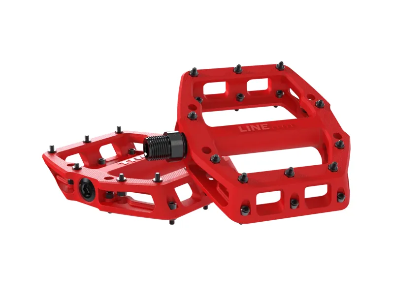 TREK Line Elite Flat Mountain Bike Pedals in Radioactive Red