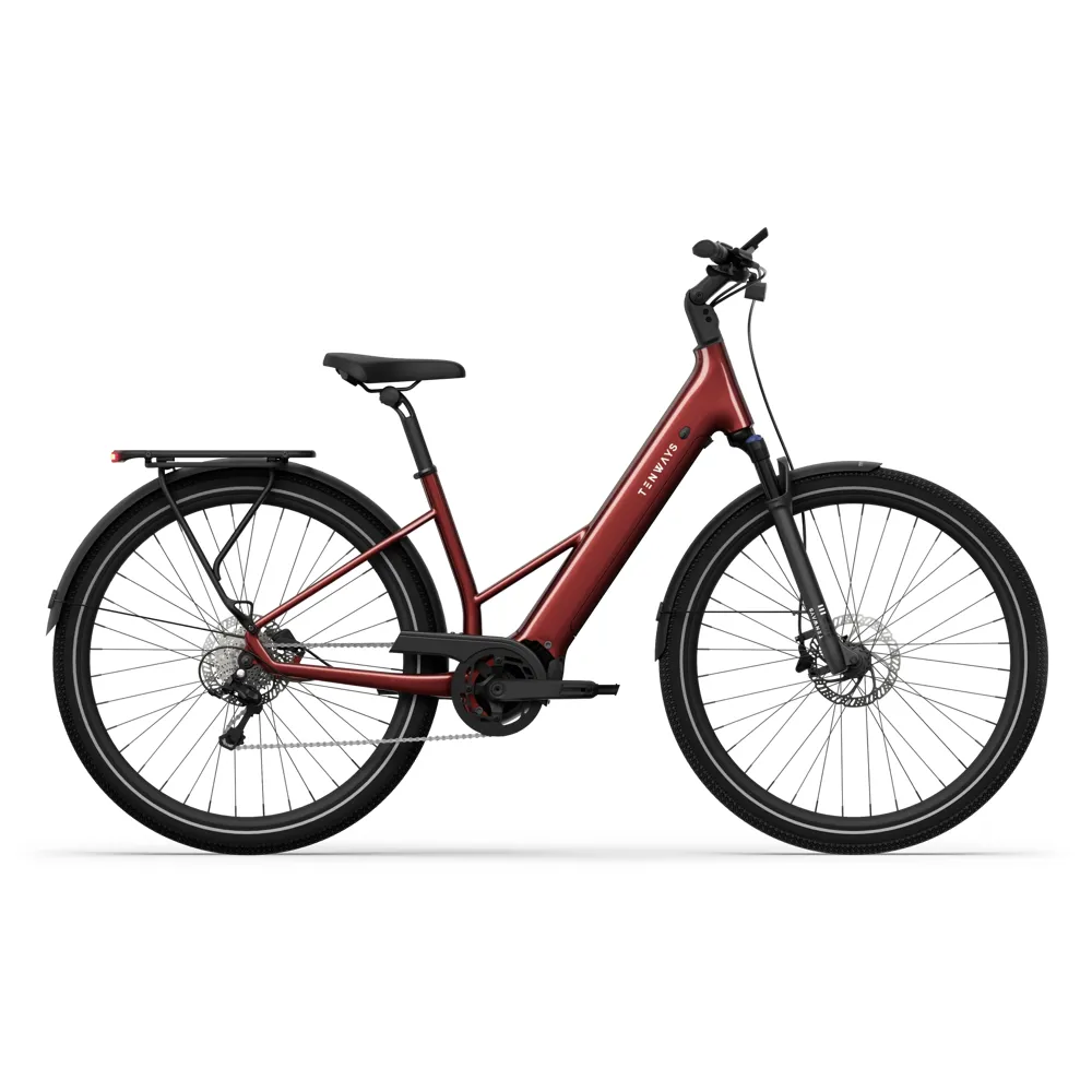 Team Cycles Tenways AGO AIR 560Wh Electric Hybrid Bike in Velvet Red - 43cm | Interest FREE Finance & Online Refund Policy.