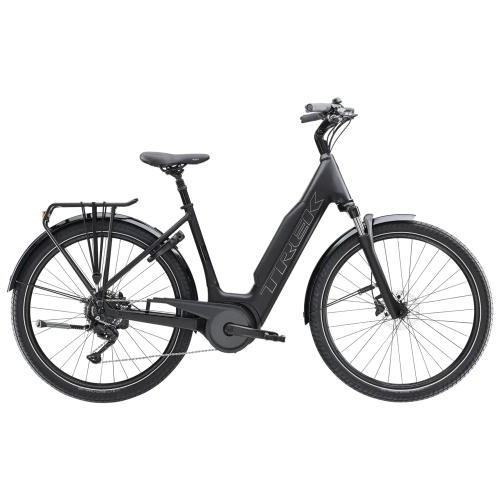 Team Cycles Trek Verve+ 3 Lowstep Gen 3 545Wh Electric Hybrid Bike in Matte Trek Black | Interest FREE Finance & Online Refund Policy.