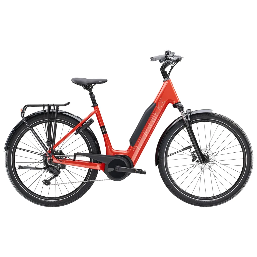 Team Cycles Trek Verve+ 3 Lowstep Gen 3 400Wh Electric Hybrid Bike in Lava | Interest FREE Finance & Online Refund Policy.