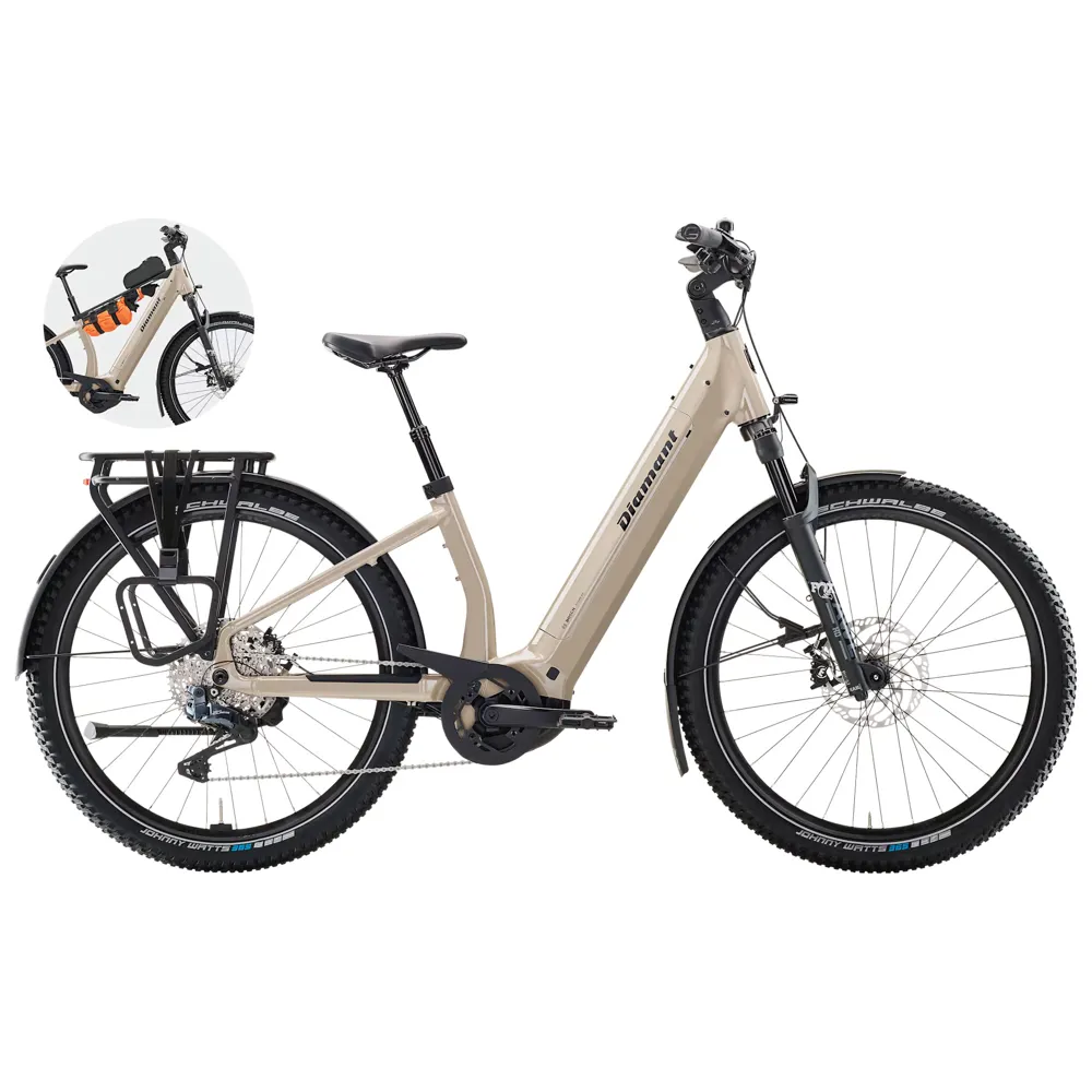 Team Cycles Diamant Suvea Trip Pro Low Step 600Wh Electric Hybrid Bike in Lehmbeige | Interest FREE Finance & Online Refund Policy.