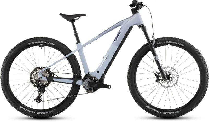 Cube Reaction Hybrid SLX 800Wh Electric Mountain Bike in Gauzegrey and Iceblue