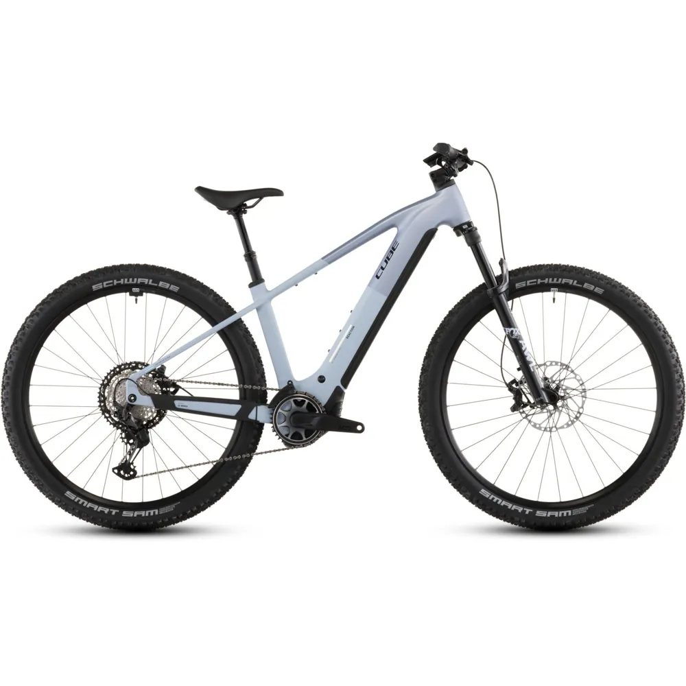 Team Cycles Cube Reaction Hybrid SLX 800Wh Electric Mountain Bike in Gauzegrey and Iceblue | Interest FREE Finance & Online Refund Policy.