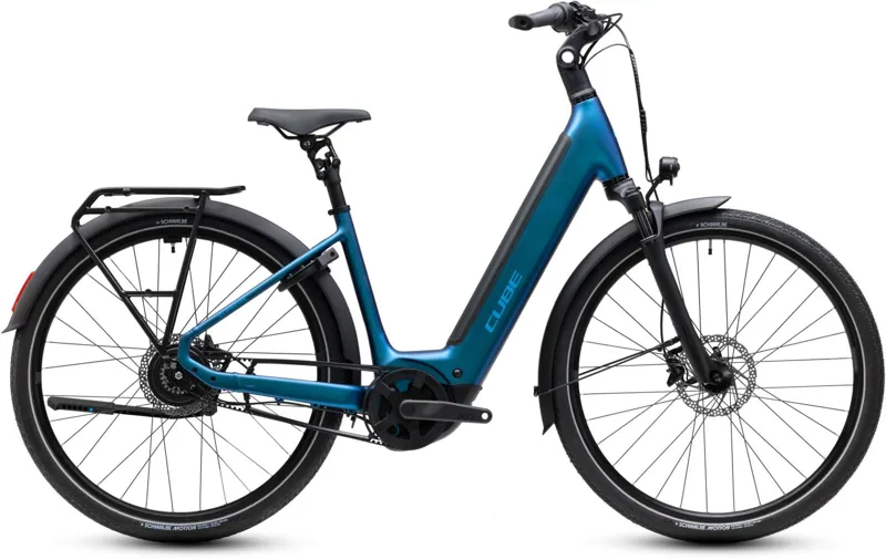 Cube Supreme Hybrid Deluxe Pro EE 600Wh Electric Hybrid Bike in Nebula and Blue