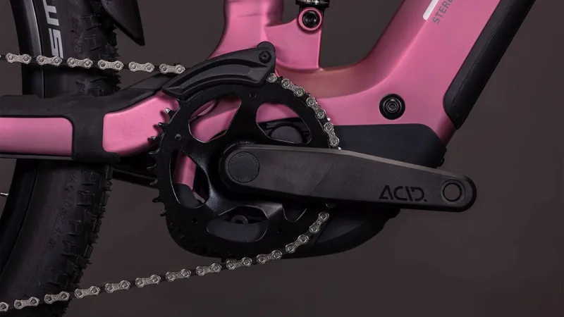 Cube Stereo Hybrid ONE22 Race 800Wh Electric Full Suspension Mountain Bike in Shiftblush and Black-4