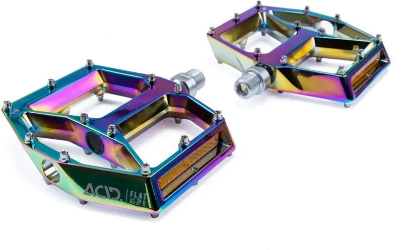 Acid A3-ZP R Flat Mountain Bike Pedals in Oil Slick-2