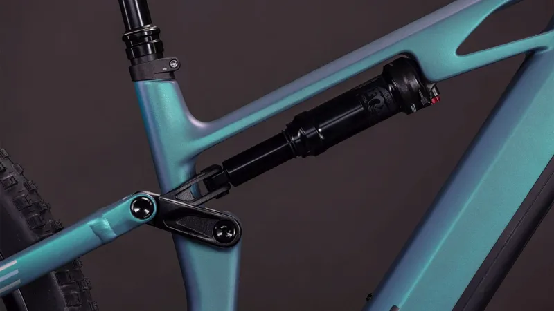 Cube Stereo Hybrid ONE44 HPC Race 800Wh Electric Full Suspension Moutnain Bike in Smaragdgrey and Prism-3