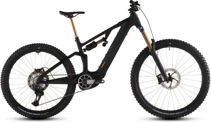 Cube AMS Hybrid ONE77 C:62 AT 600Wh Electric Full Suspension Mountain Bike in Carbon and Gold
