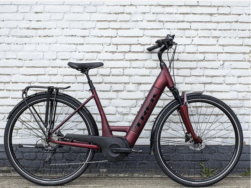 2021 Trek Verve+ 4 Lowstep 250wh Hybrid eBike in Red-1