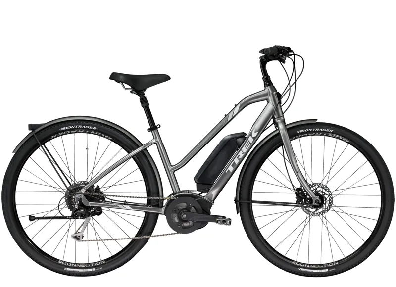 2019 Trek Verve Low Step Womens Hybrid E bike in Grey