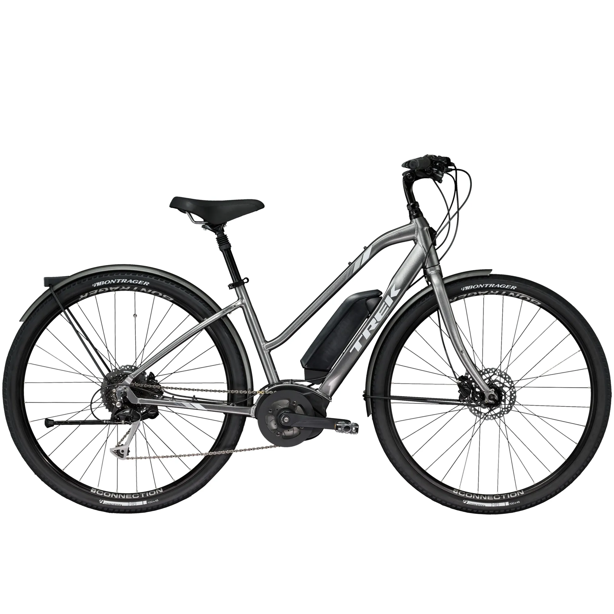2019 Trek Verve Low-Step Womens Hybrid E-bike in Grey