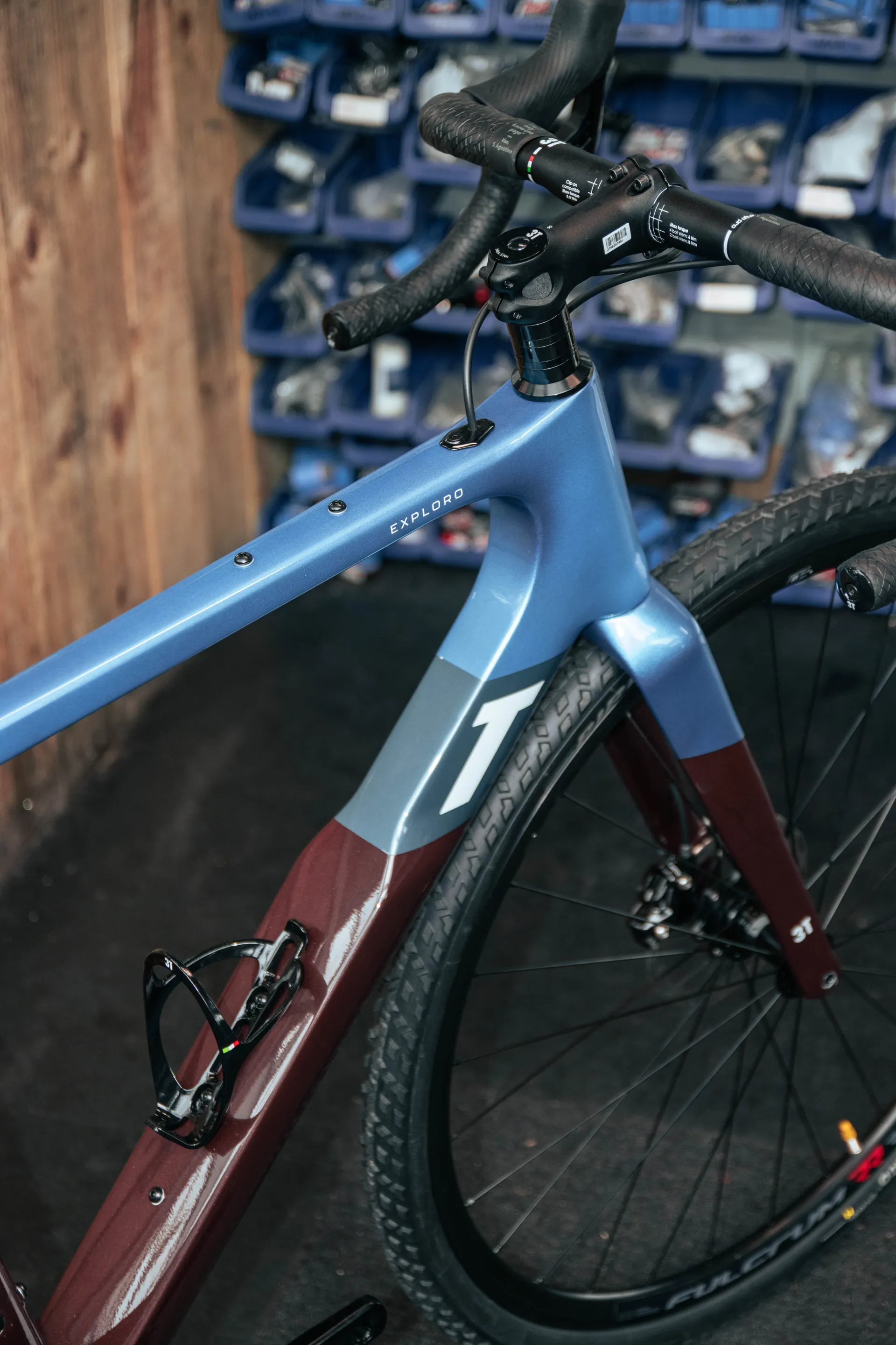 3T Exploro Racemax Rival XPLR 1x12 700C Gravel Bike in Blue and Brown - Main Image