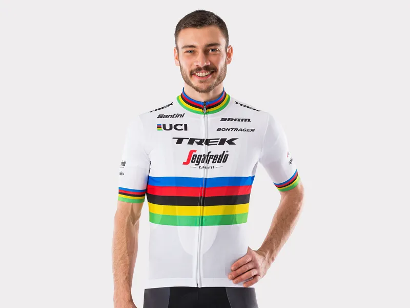 Santini Trek-Segafredo Mens Team World Champ Replica Jersey in White