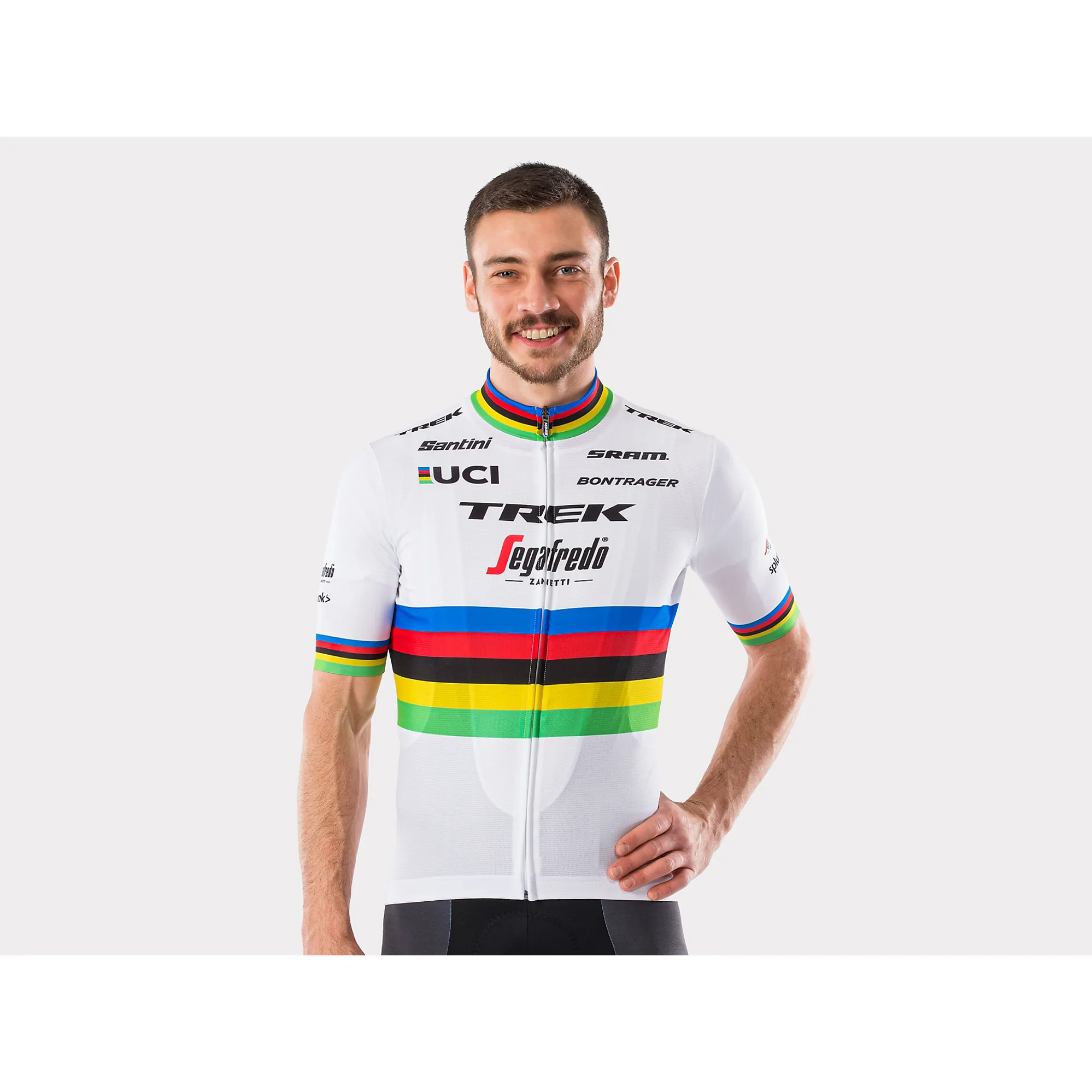 Santini Trek-Segafredo Mens Team World Champ Replica Jersey in White