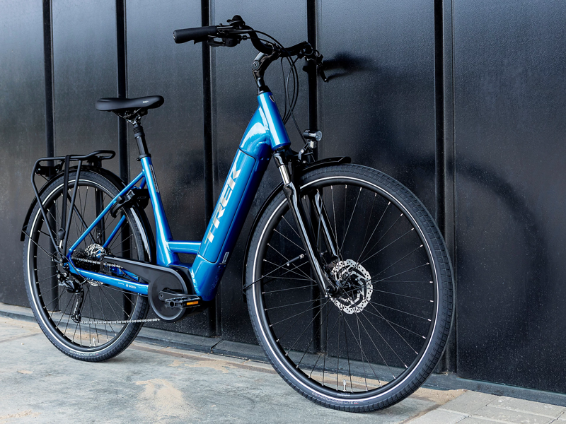 TREK Verve+ 3 Lowstep 400Wh Electric Hybrid Bike in Alpine Blue-1