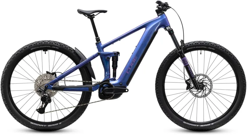 Cube Stereo Hybrid ONE44 Pro 800Wh Electric Full Suspension Mountain Bike in Blueiris and Black