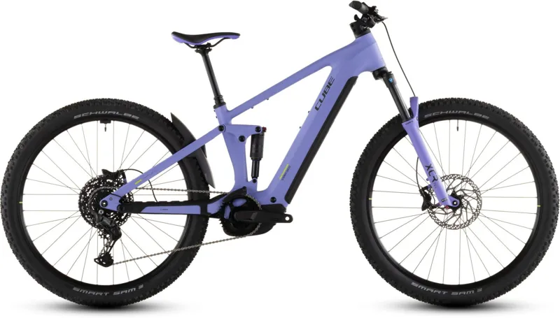 Cube Stereo Hybrid ONE22 Pro 800Wh Electric Full Suspension Mountain Bike in Lucidlilac and Lime
