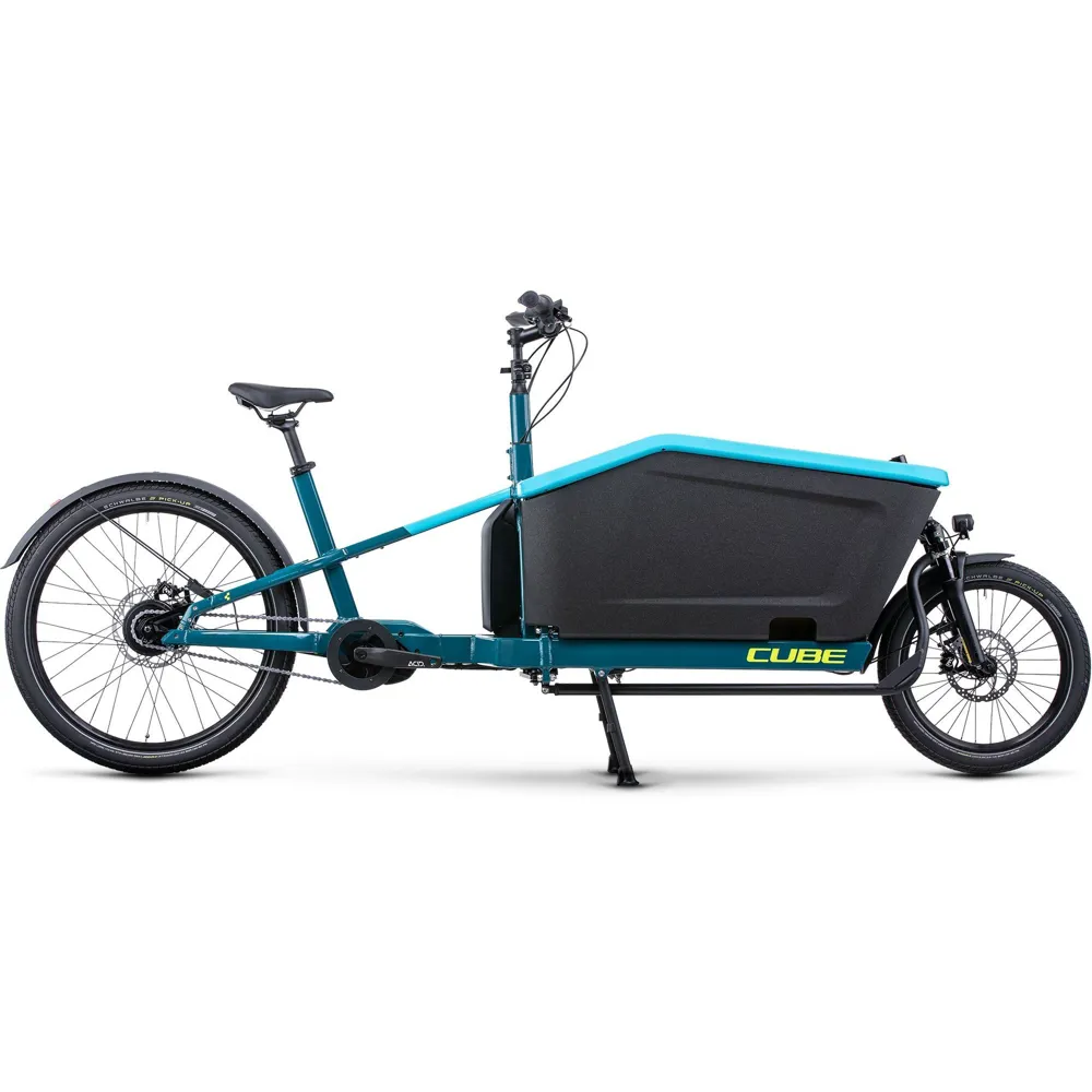 Team Cycles Cube Cargo Hybrid 500Wh Cargo Bike in Blue and Lime | Interest FREE Finance & Online Refund Policy.