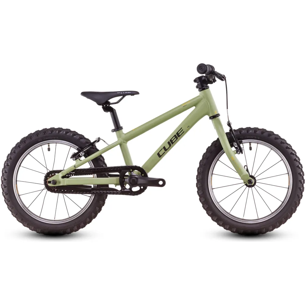 Team Cycles Cube Acid 160 16 Inch Kids Bike in Lightolive and Orange | Interest FREE Finance & Online Refund Policy.