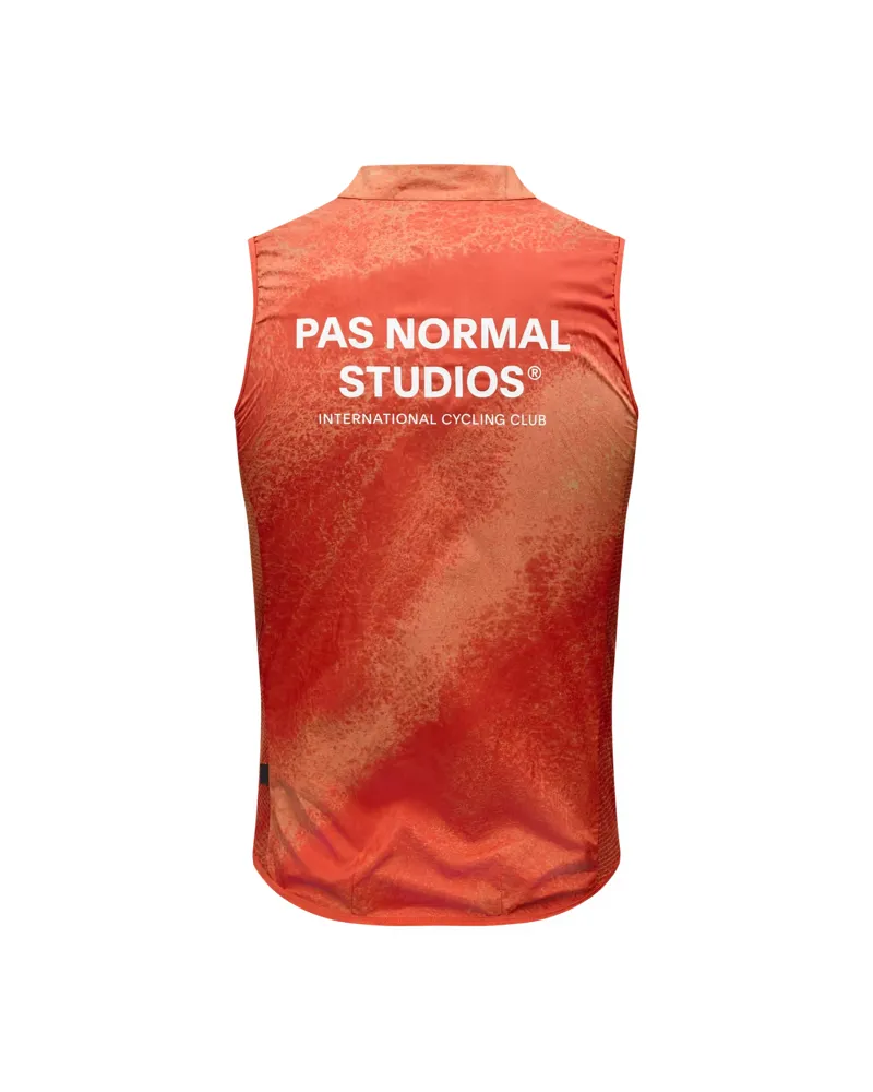 Pas Normal Studios Mechanism Stow Away Gilet in AOP Hibiscus Orange-1