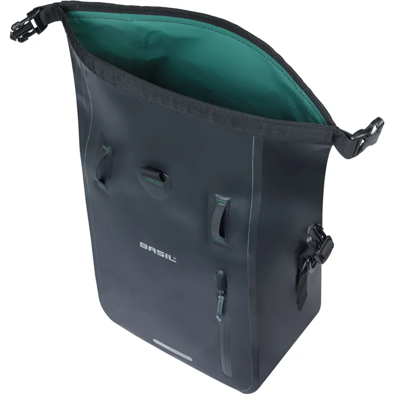 Basil Rivo Tarpaulin MIK Hooks Medium Single Pannier Bag in Black - 12-15L -2
