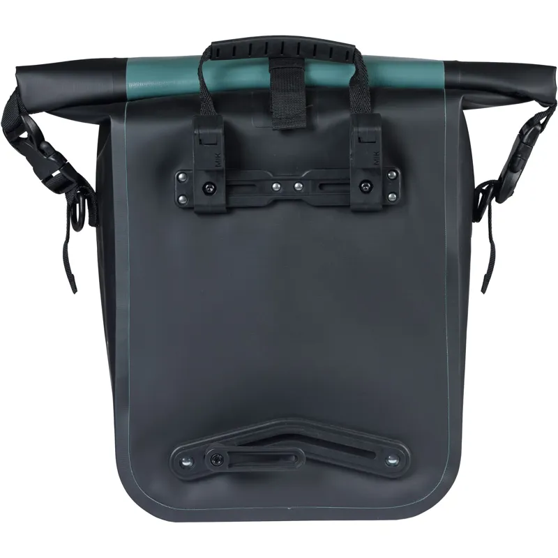Basil Rivo Tarpaulin MIK Hooks Medium Single Pannier Bag in Silvergreen and Black - 12-15L-3