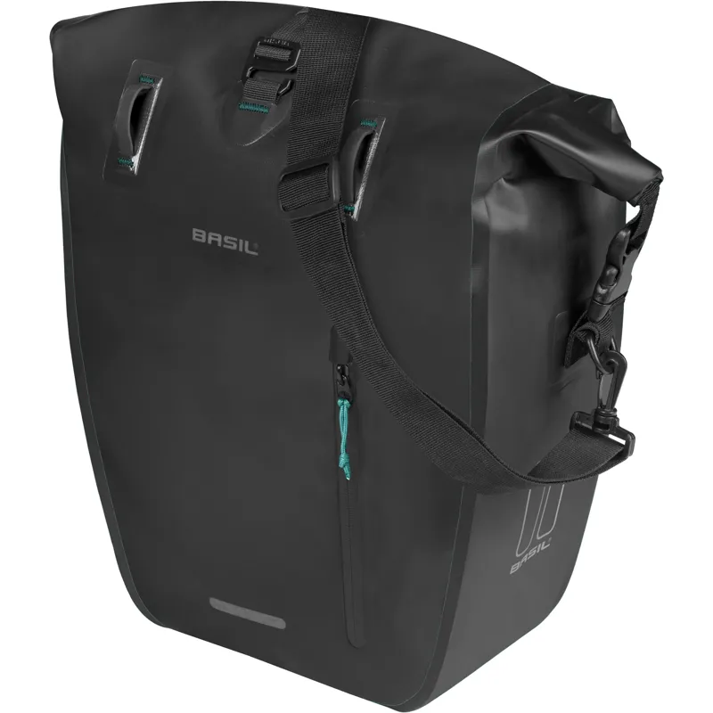 Basil Rivo Tarpaulin MIK Hooks Large Single Pannier Bag in Black - 25-31L 