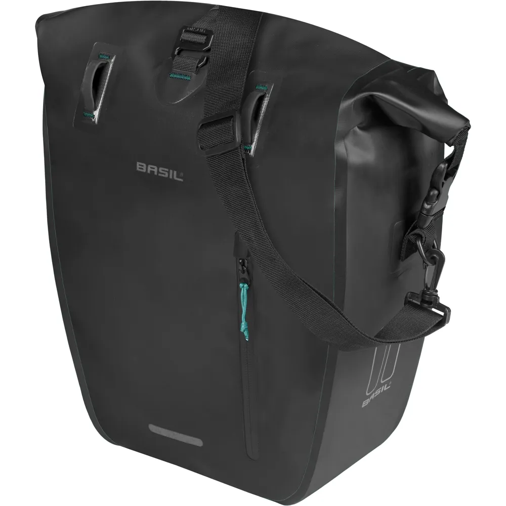 Team Cycles Basil Rivo Tarpaulin MIK Hooks Large Single Pannier Bag in Black - 25-31L | Interest FREE Finance & Online Refund Policy.