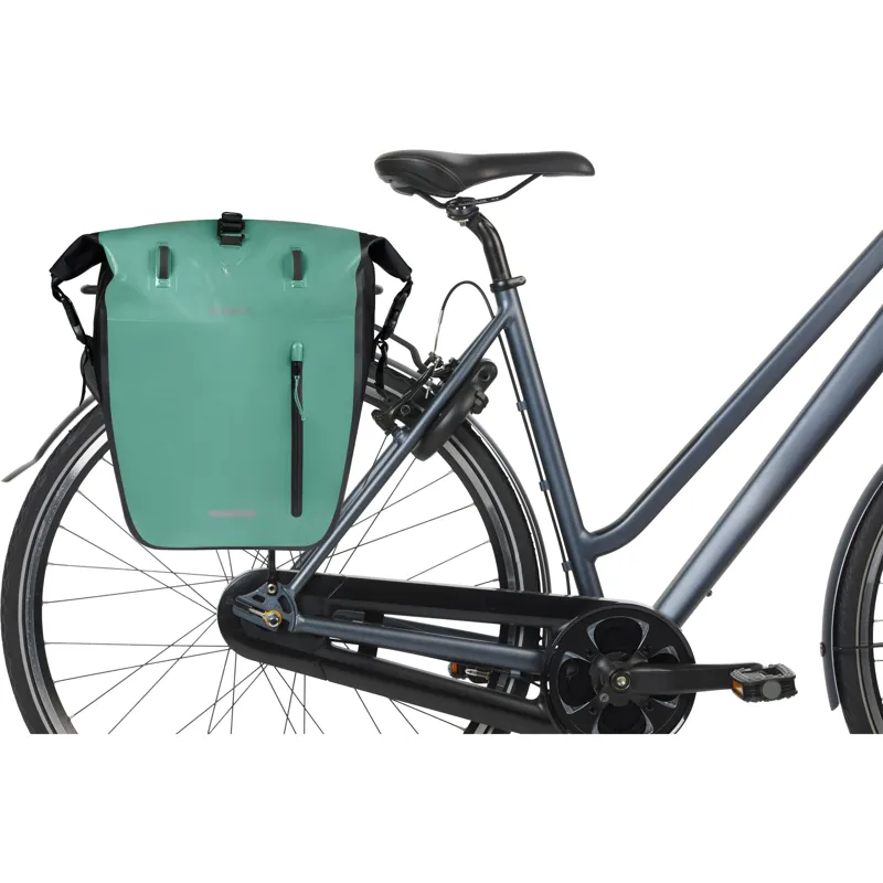 Basil Rivo Tarpaulin MIK Hooks Large Single Pannier Bag in Silvergreen and Black - 25-31L-4