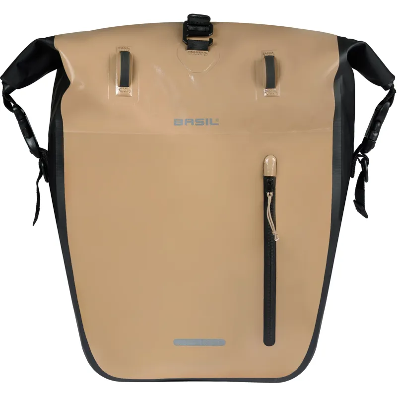 Basil Rivo Tarpaulin MIK Hooks Large Single Pannier Bag in Sand and Black - 25-31L-1